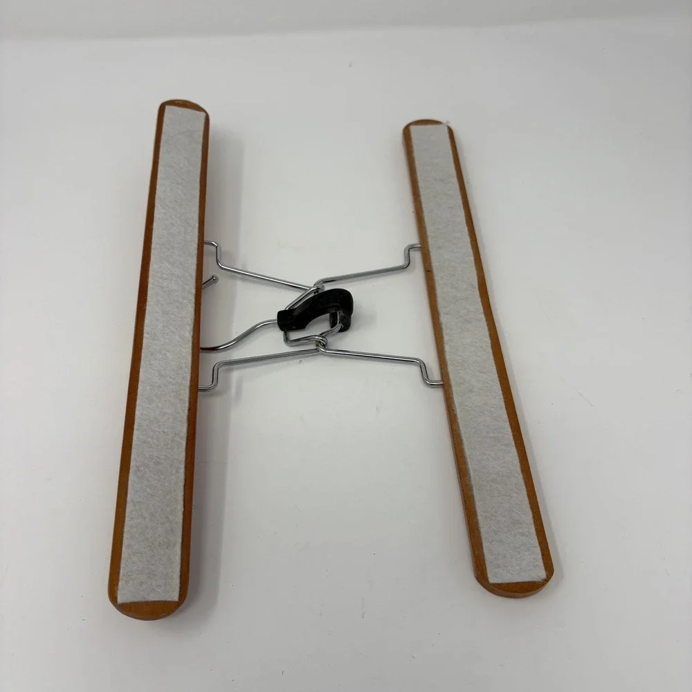 29 Pack Wooden Pants Skirt Clamp Hangers with Non Slip Felt Walnut Wood Color